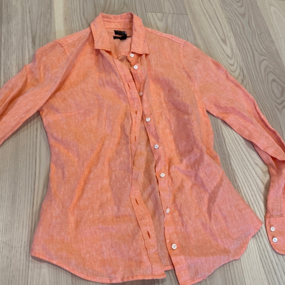 Baird McNutt for JCrew coral linen shirt
